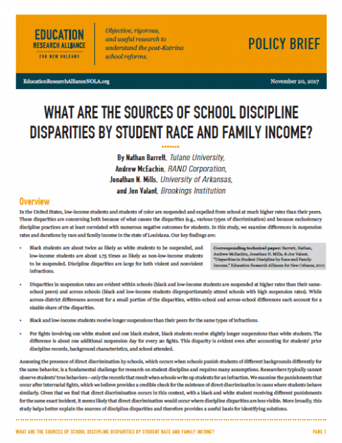 What are the Sources of School Discipline Disparities by Student Race and Family Income?