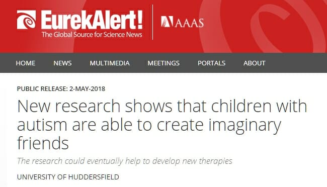 New research shows that children with autism are able to create imaginary friends