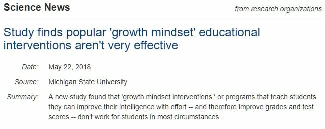 Study finds popular ‘growth mindset’ educational interventions aren’t very effective