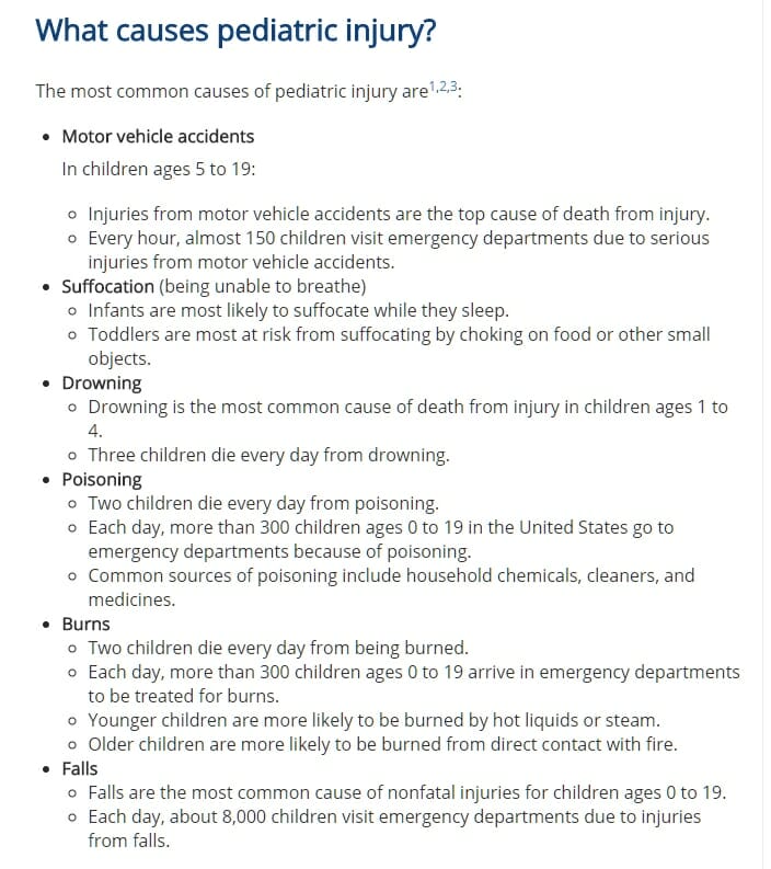 What causes pediatric injury?