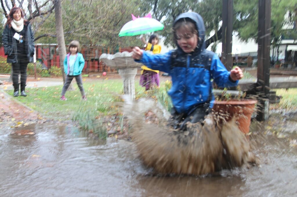 At this nature-based preschool, a rainy day is a chance for muddy play