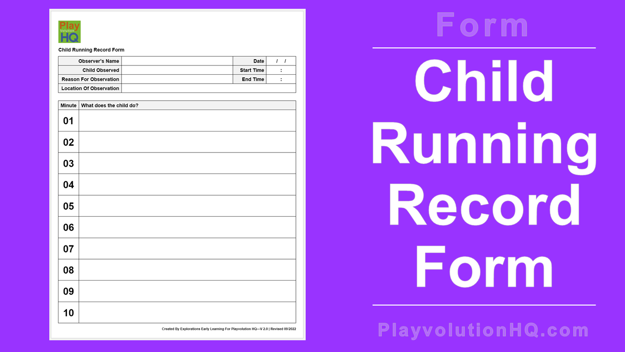 Free Forms | Child Running Record Form