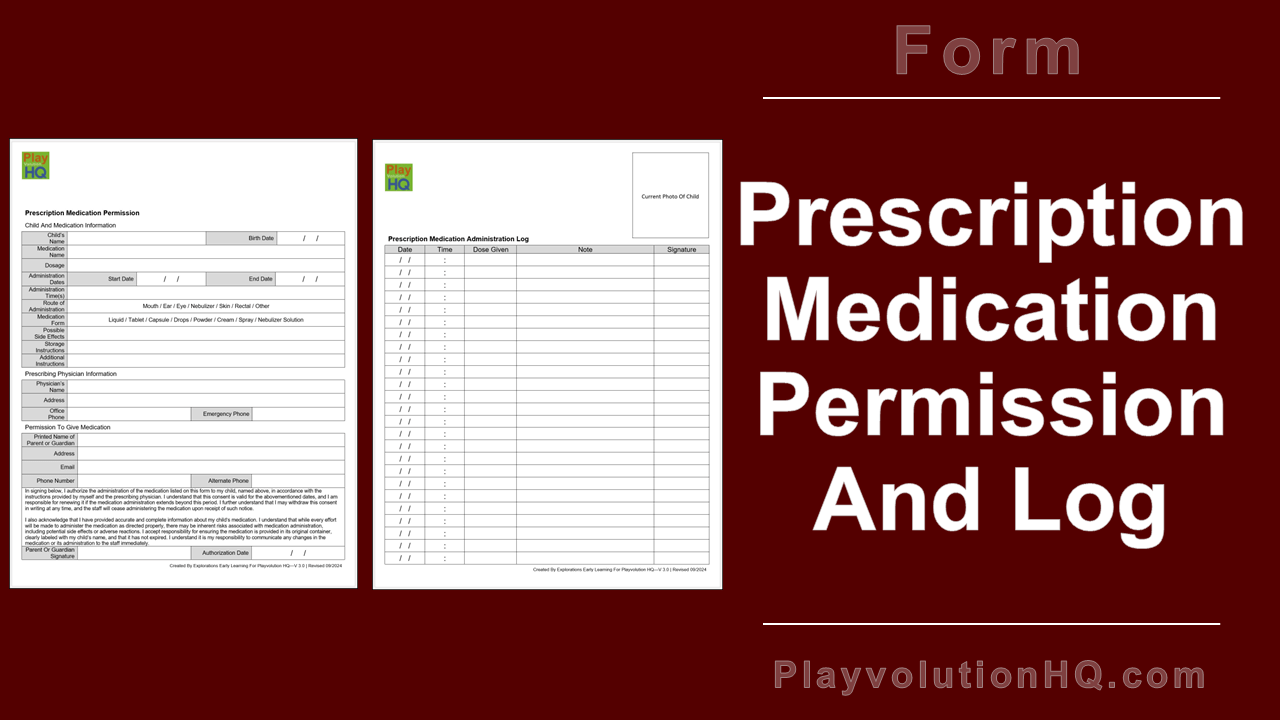 Free Forms | Prescription Medication Permission And Log