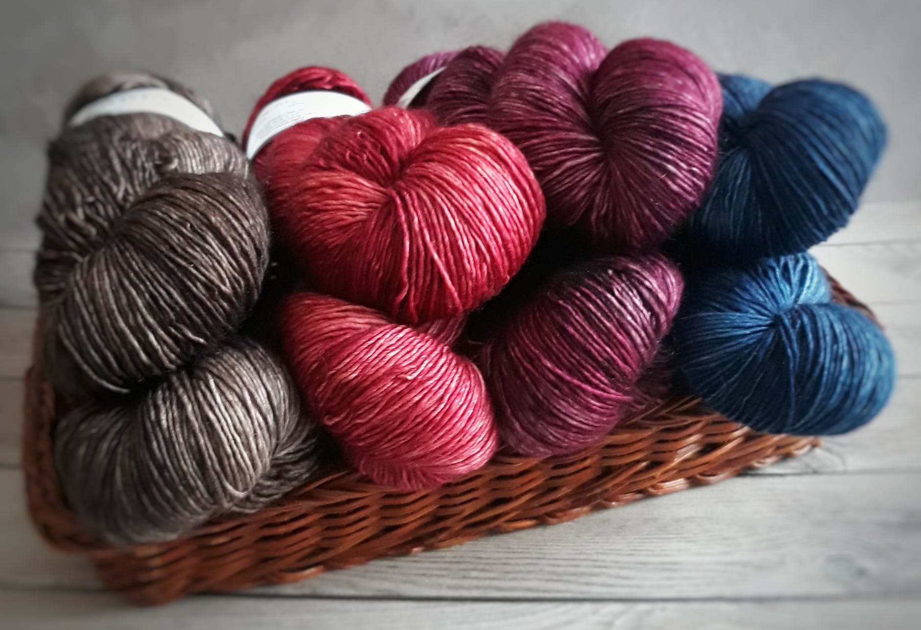 assorted color yarns