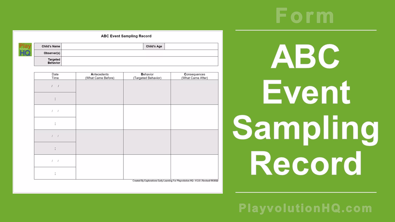 Free Forms | ABC Event Sampling Record