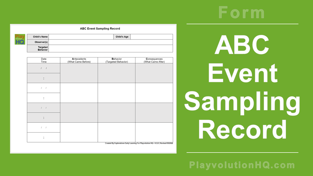 Free Forms | ABC Event Sampling Record