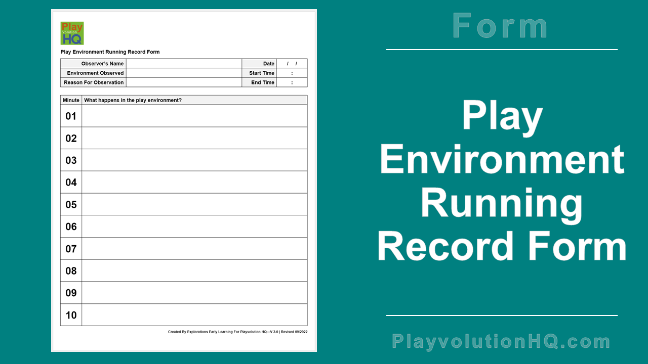 Free Forms | Play Environment Running Record Form