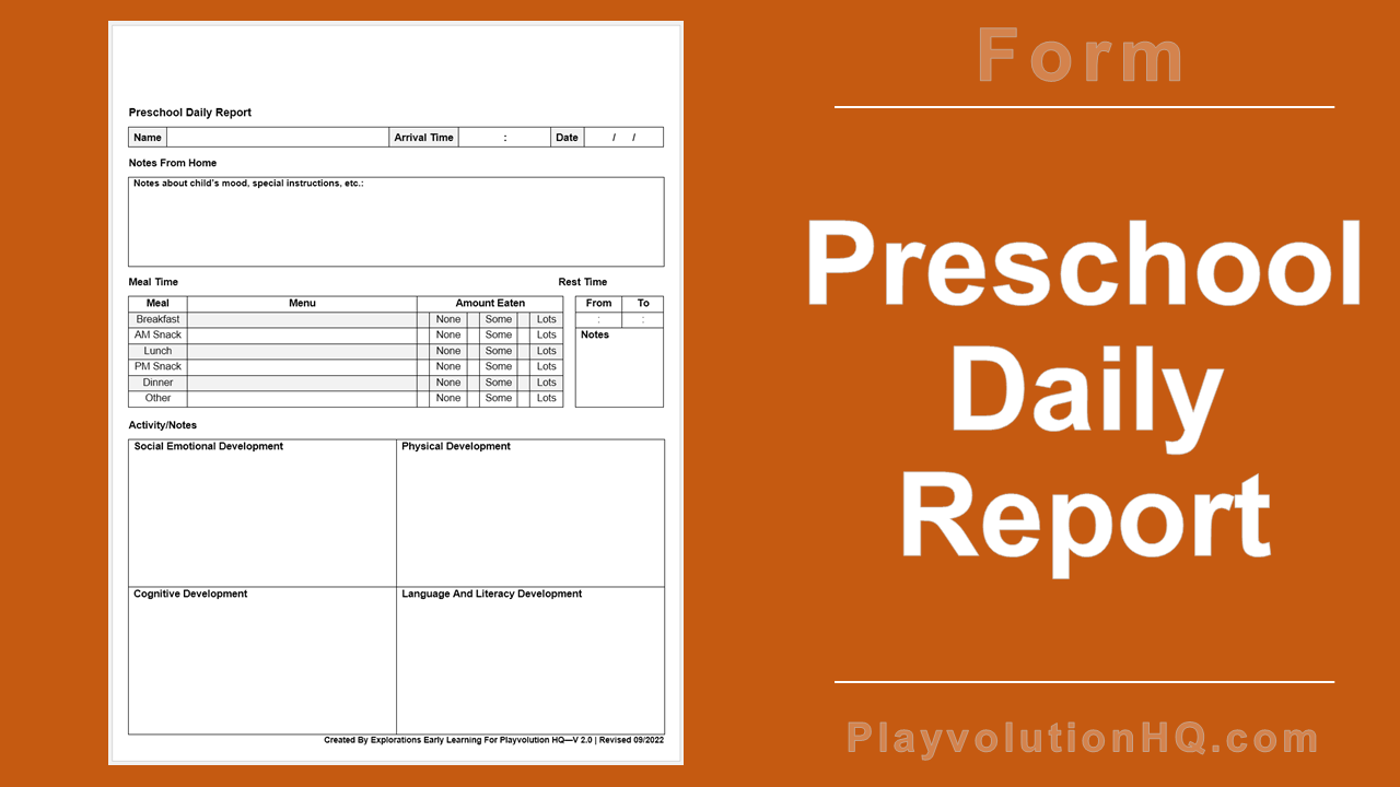 Free Forms | Preschool Daily Report