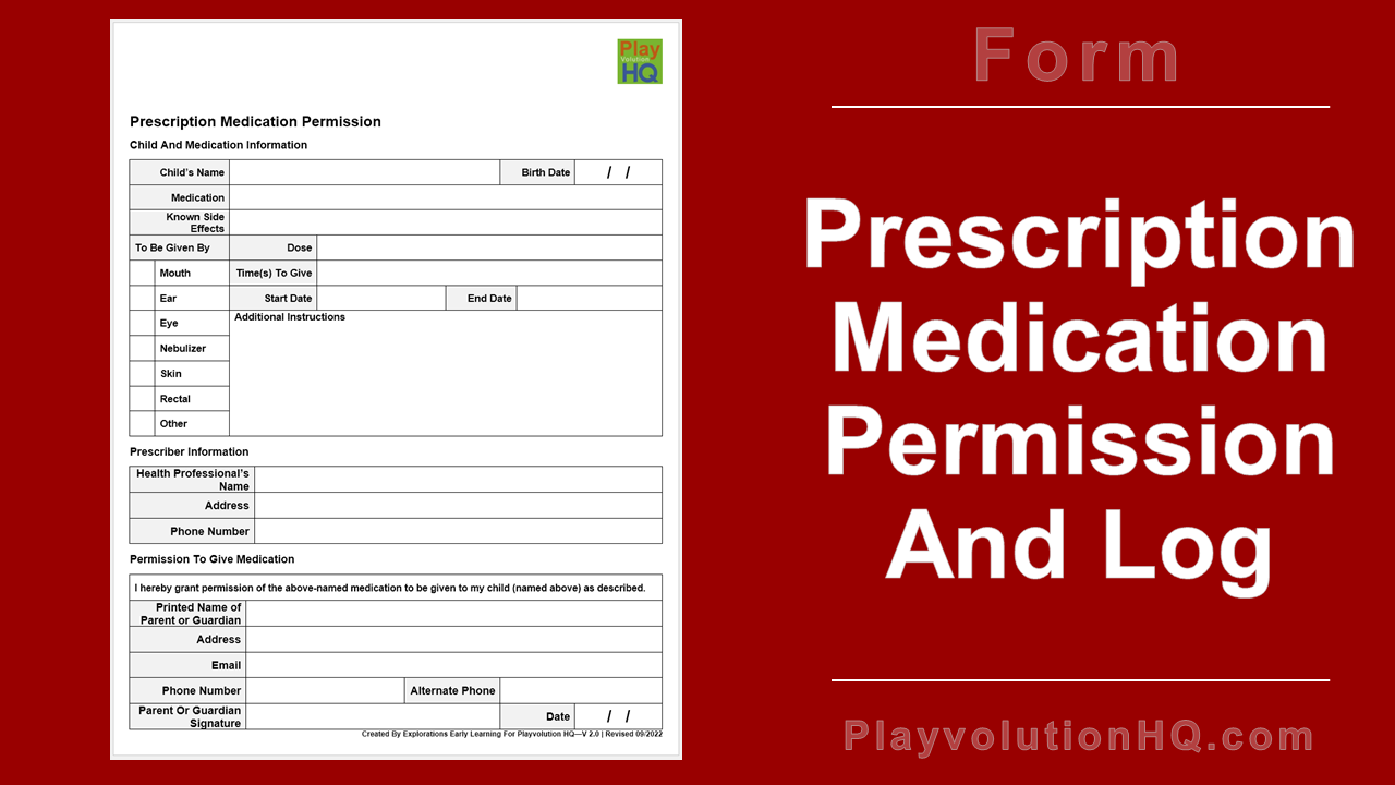 Free Forms | Prescription Medication Permission And Log