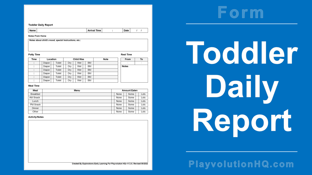 Free Forms | Toddler Daily Report