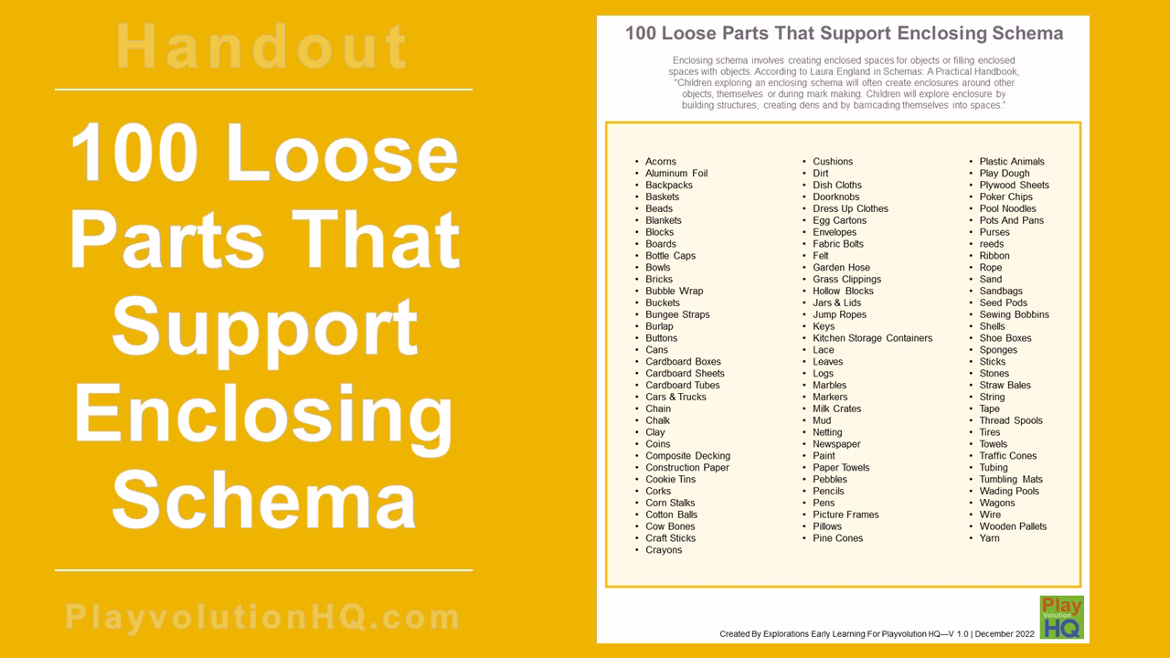100 Loose Parts That Support Enclosing Schema