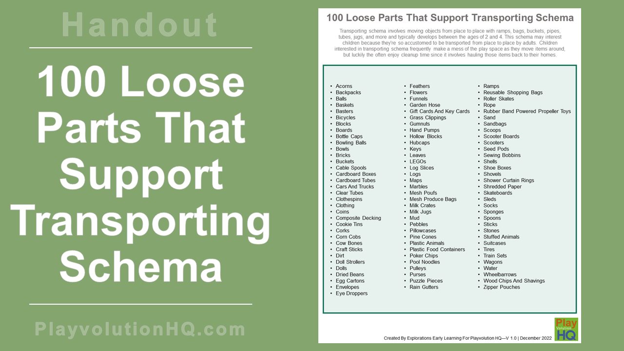 100 Loose Parts That Support Transporting Schema