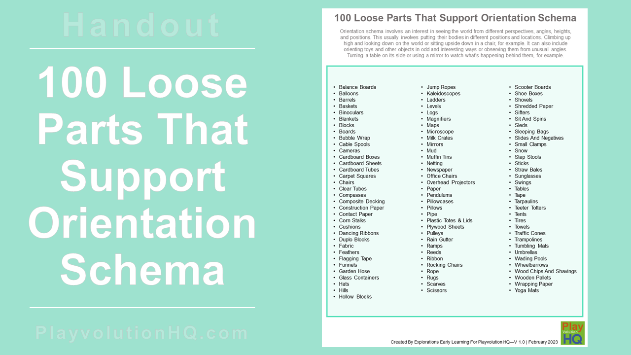 100 Loose Parts That Support Orientation Schema