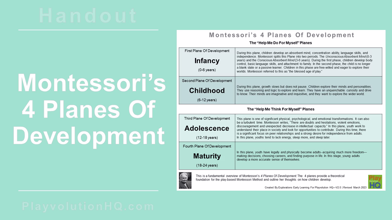Montessori’s 4 Planes Of Development