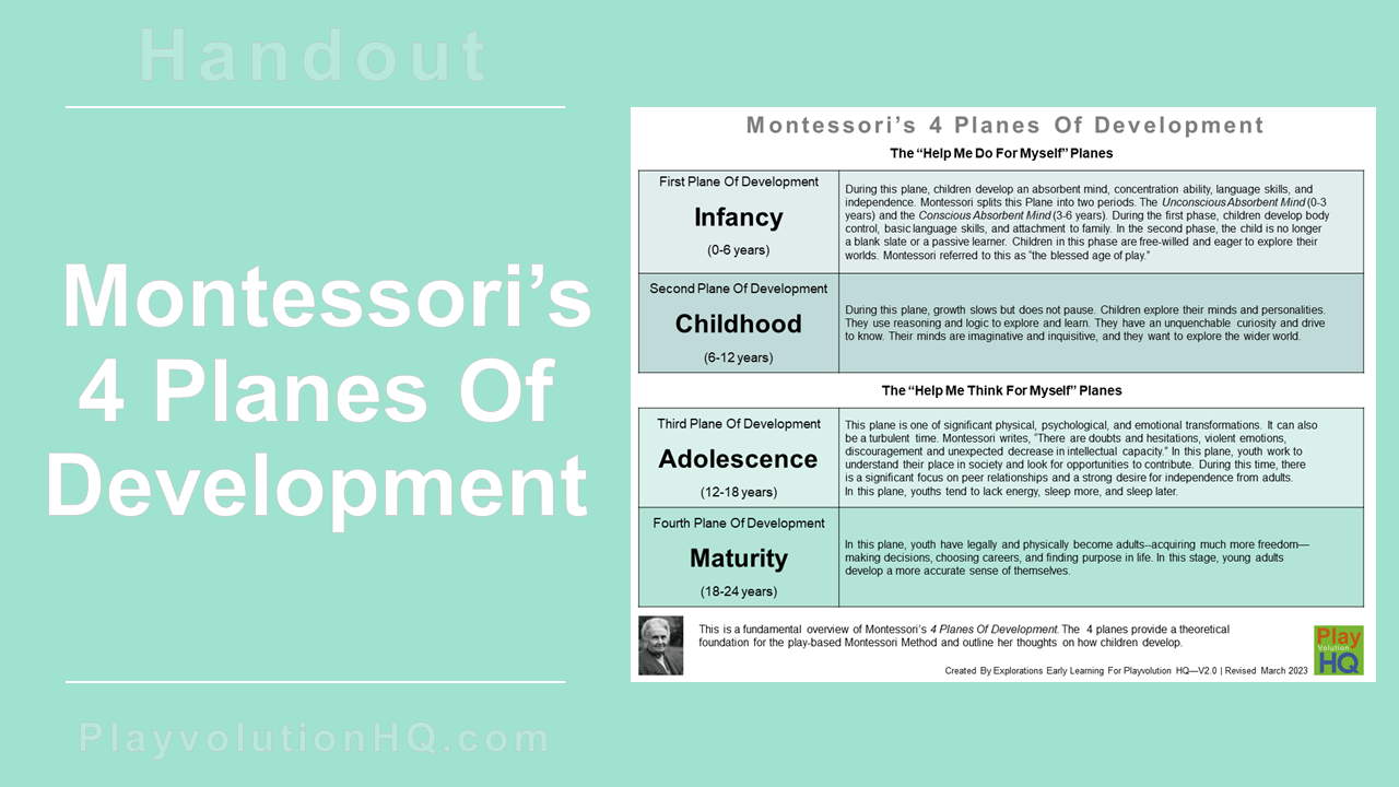 Montessori’s 4 Planes Of Development