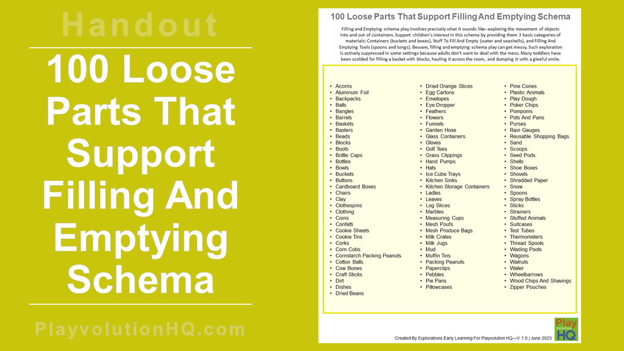 100 Loose Parts That Support Filling And Emptying Schema