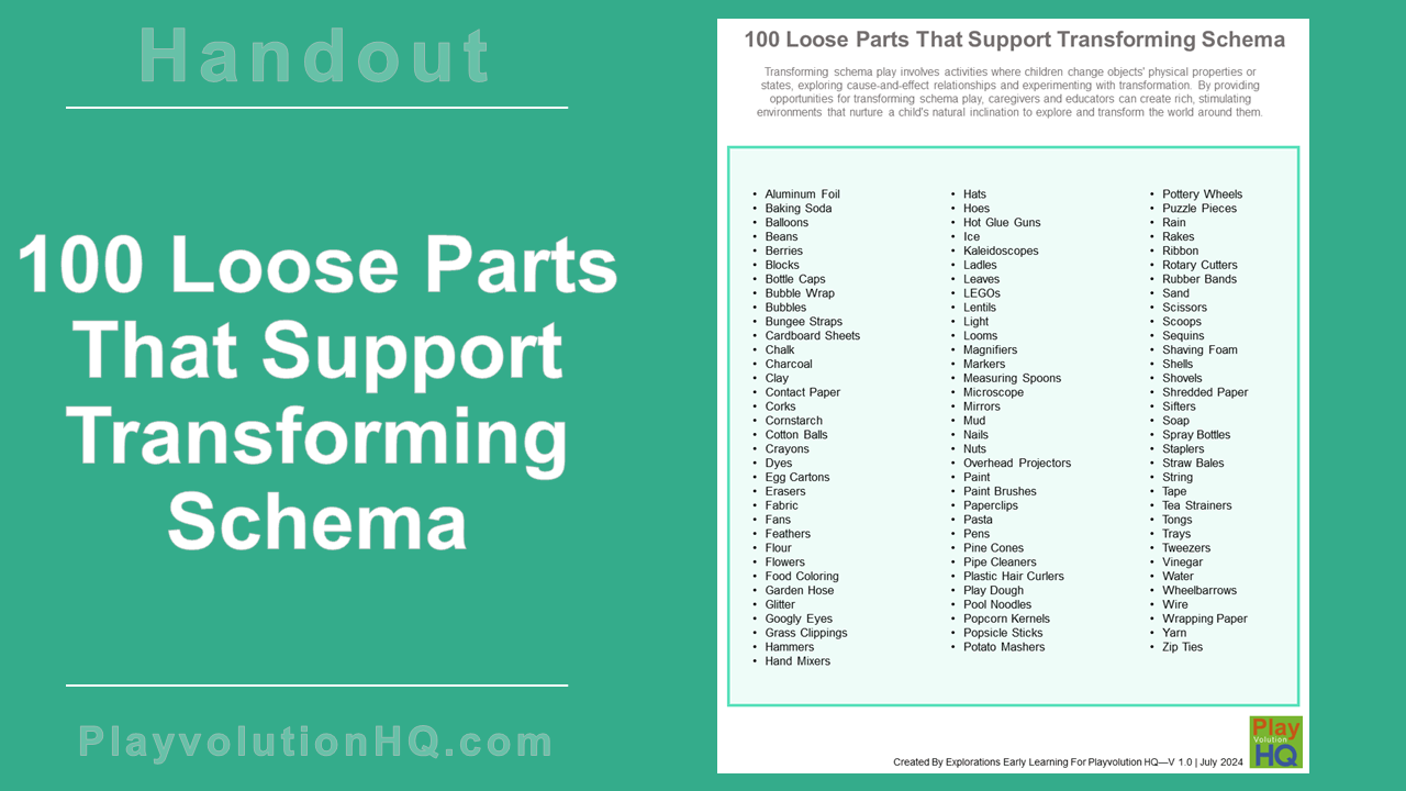 100 Loose Parts That Support Transforming Schema