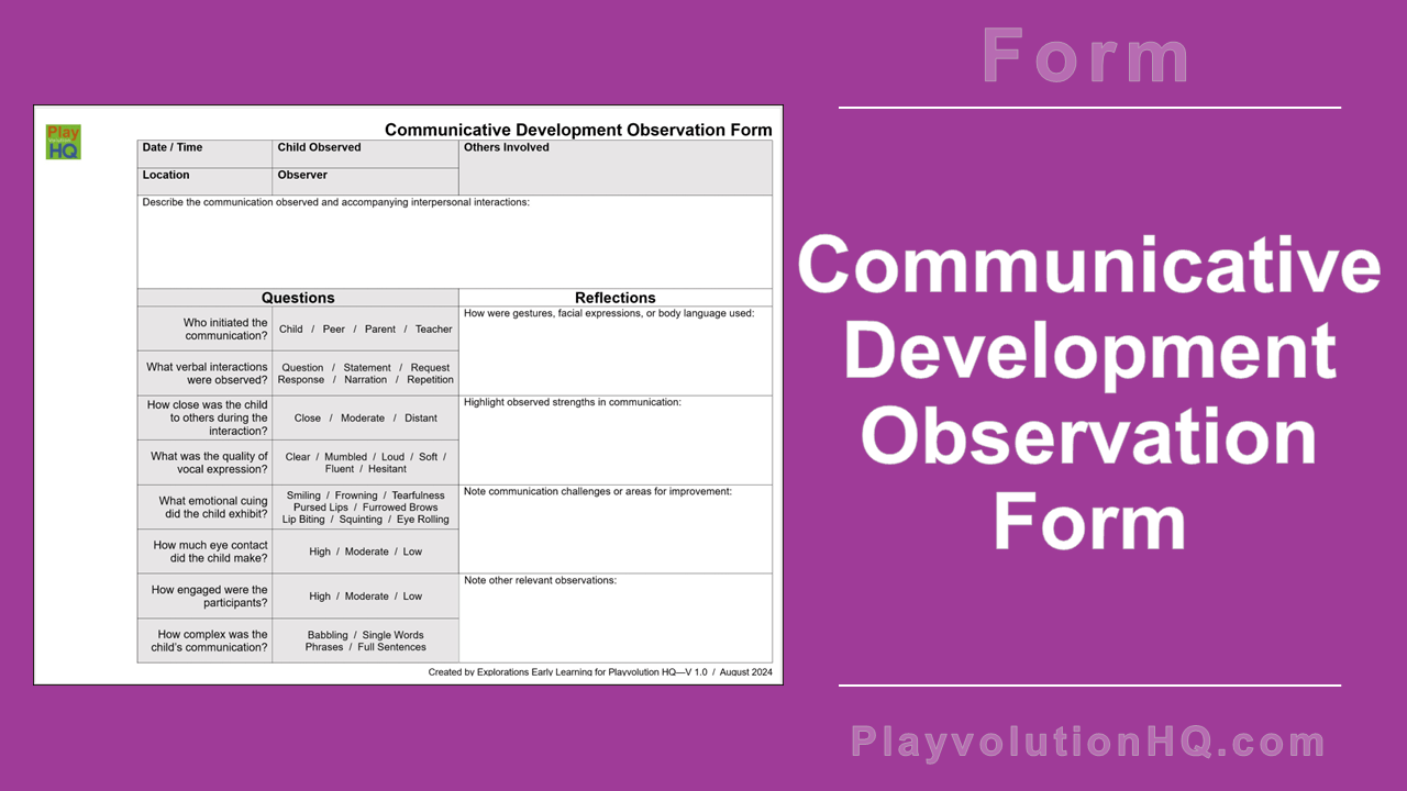 Free Forms | Communicative Development Observation Form