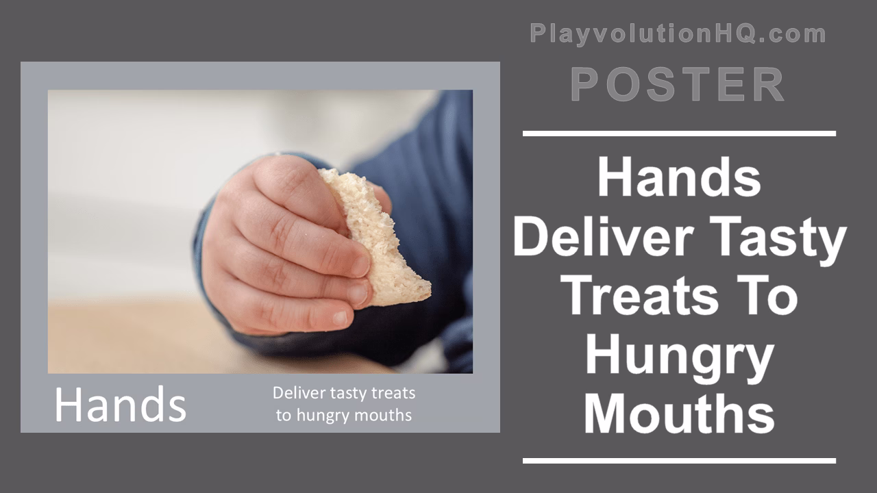 Hands Deliver tasty treats to hungry mouths Poster